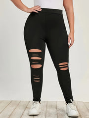  Solid Ripped High Rise Leggings