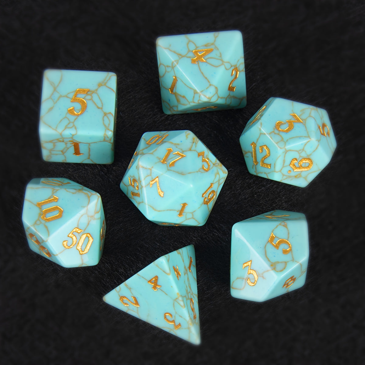 7pcs Green Emerald Dices Minimalist Style for Board Games