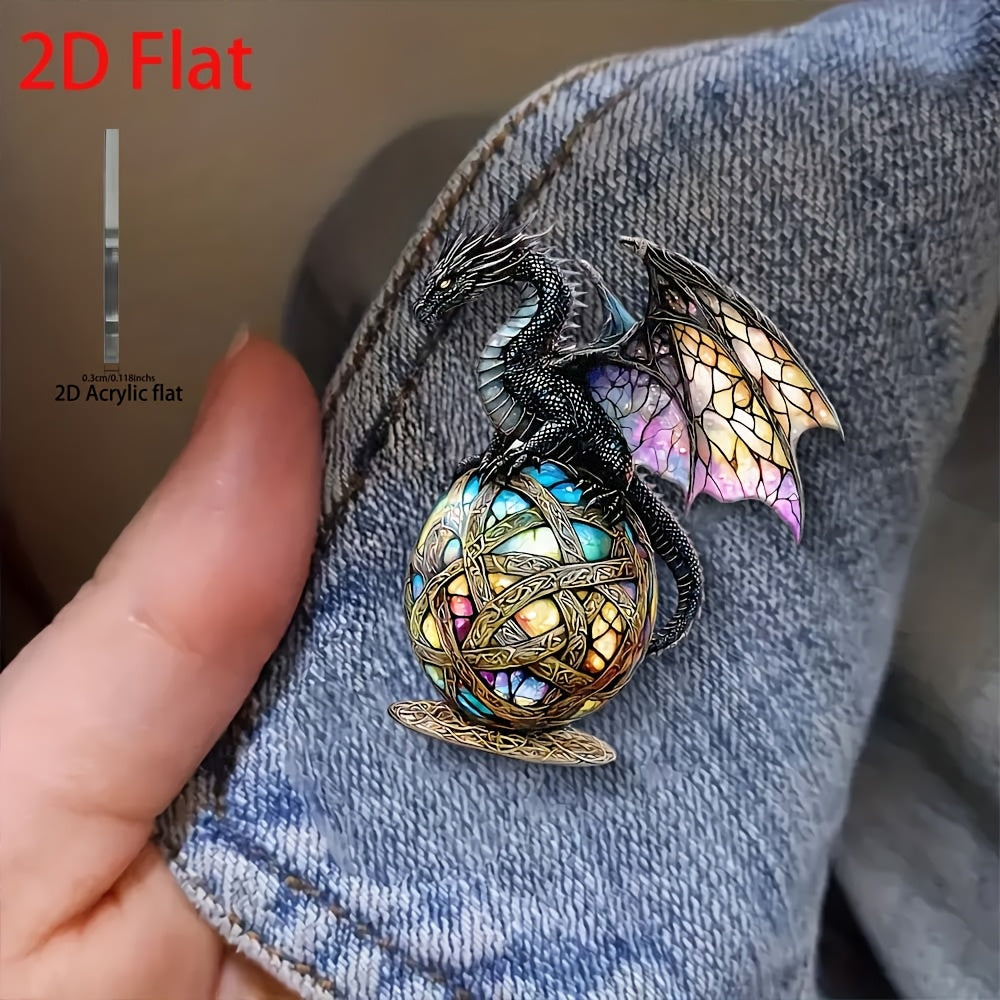 2D Acrylic Dragon Brooch Pin Vibrant Orange Web Ideal Mother's Gift