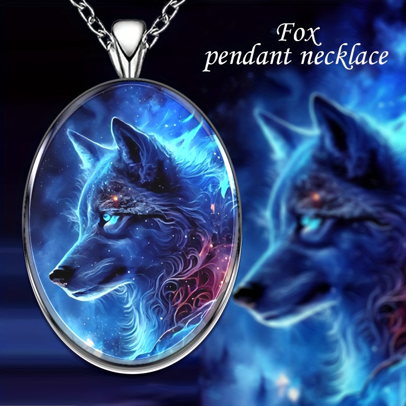 Men & Women Wolf Round Pendant Necklace Hip Hop Animal Accessory