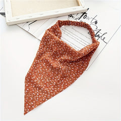 5pcs Floral Print Kerchief Chiffon Elastic Headscarf Triangular Headwear