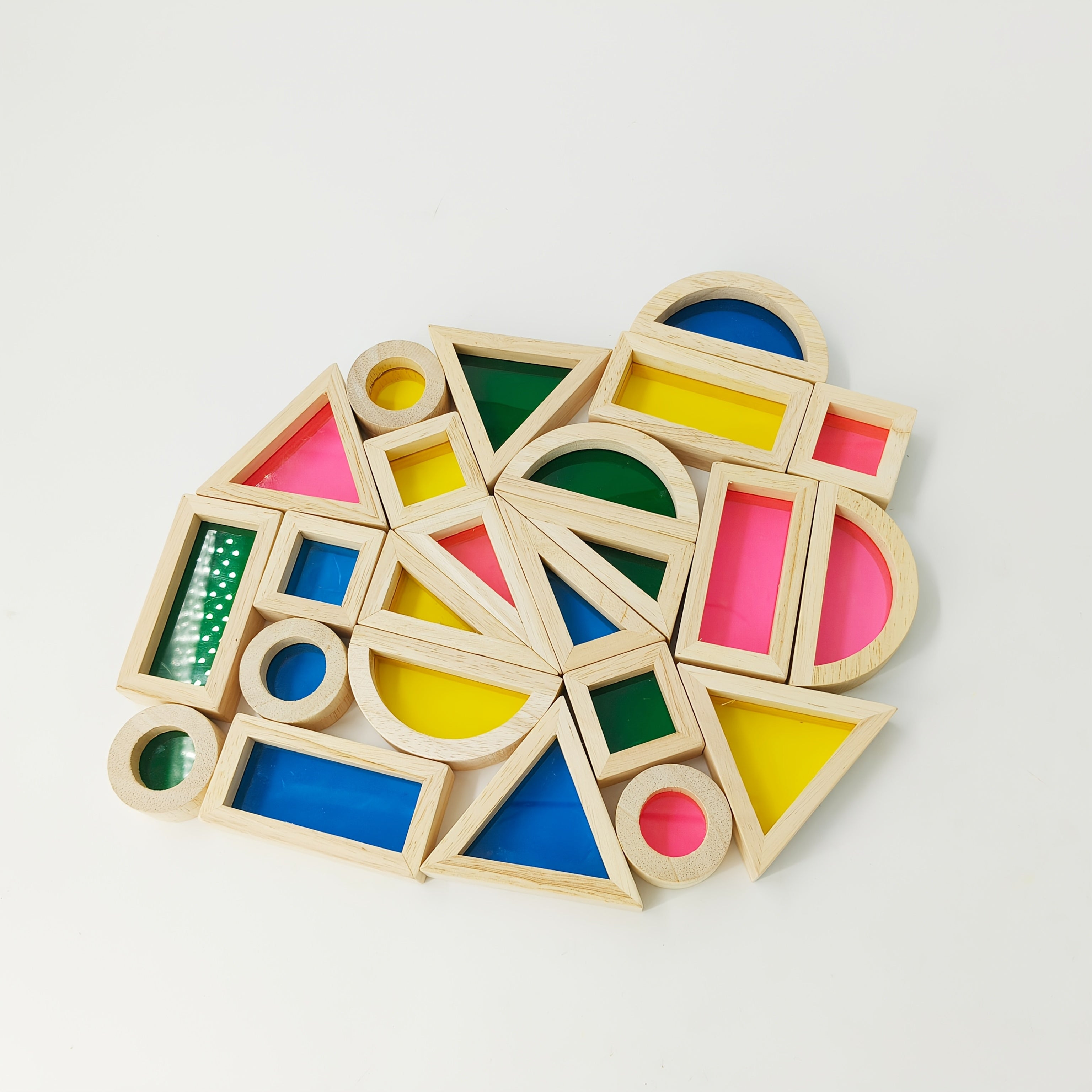 Rainbow Wooden Building Blocks Educational Puzzle Toy for Youngsters
