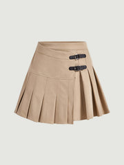 Kpop Khaki Pleated Skirt Hot Girl College Style Preppy Casual Top