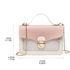 Star Print Crossbody Bag with Chain - Street Drop Gift