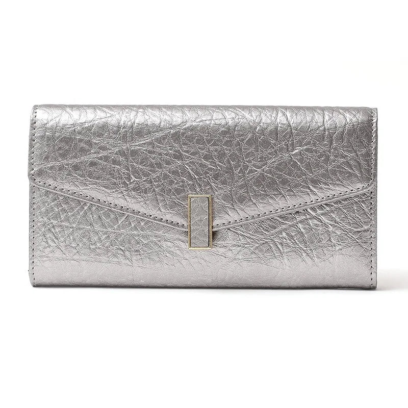 Long Women's Leather Wallet Clutch Solid Purse Genuine Leather