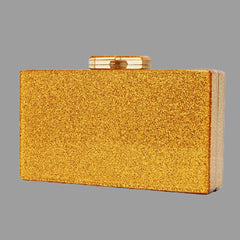 Glitter Acrylic Box Clutch Women's Evening Purse with Metal Clasp