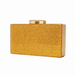 Glitter Acrylic Box Clutch Women's Evening Purse with Metal Clasp
