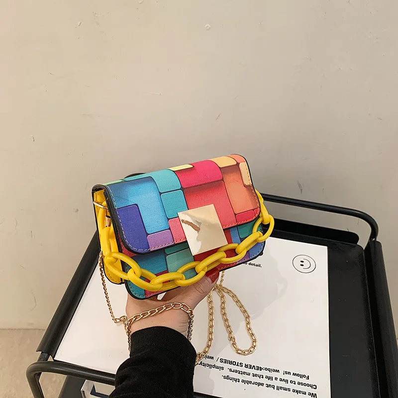Hot Rainbow Bag Ins Female Handbag Shoulder Messenger Bag