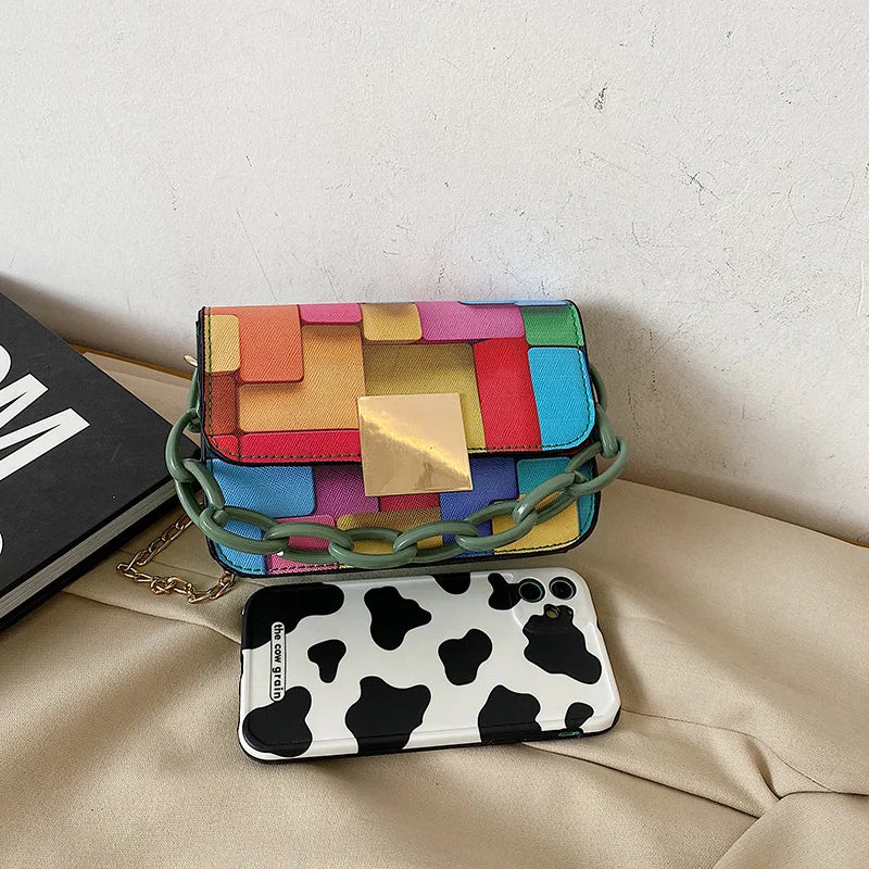 Hot Rainbow Bag Ins Female Handbag Shoulder Messenger Bag