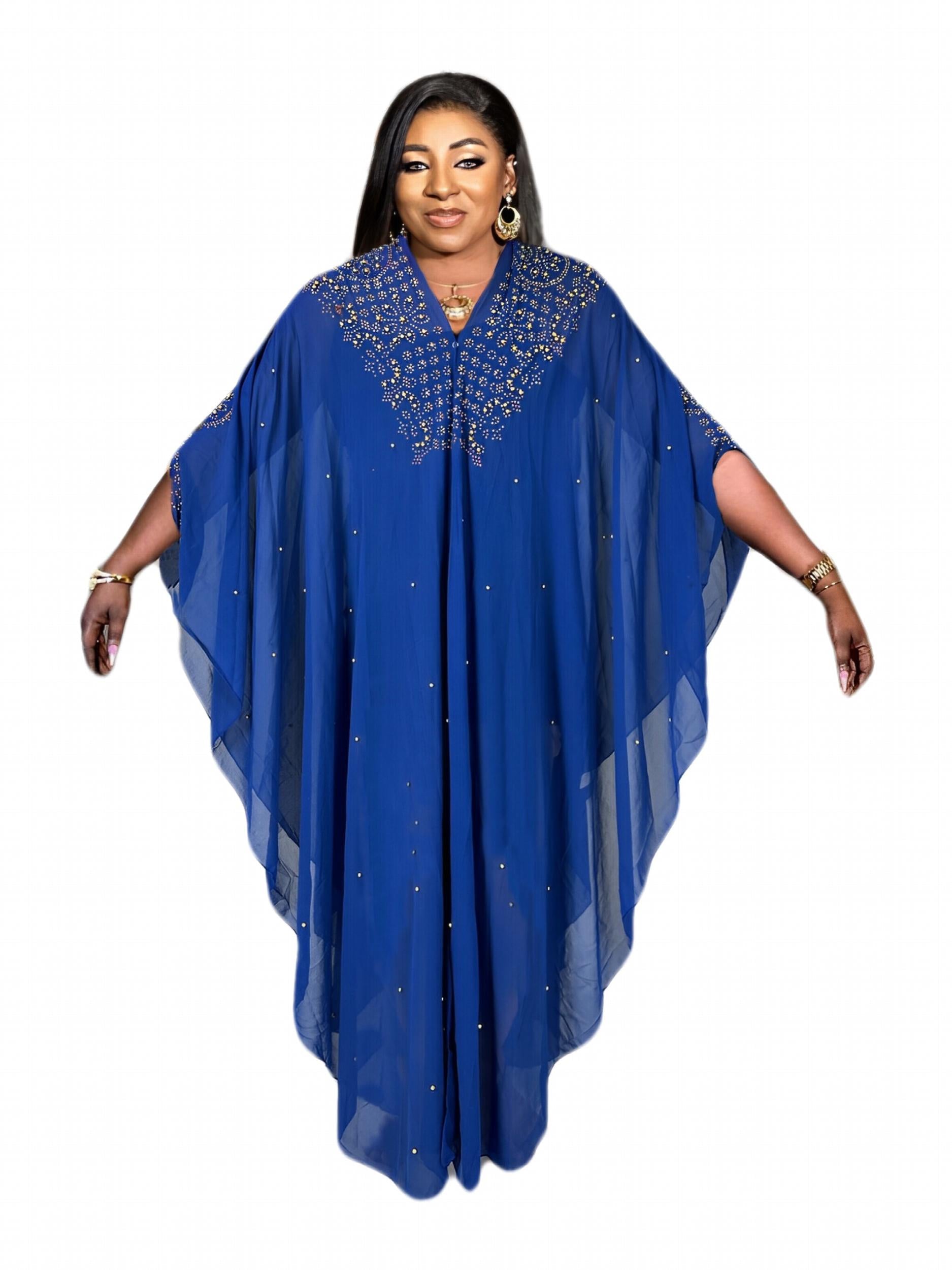  Beaded Hooded Kaftan Maxi Abaya Dress