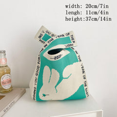 Heart Pattern Crochet Bag Colorblock Handbag for Women