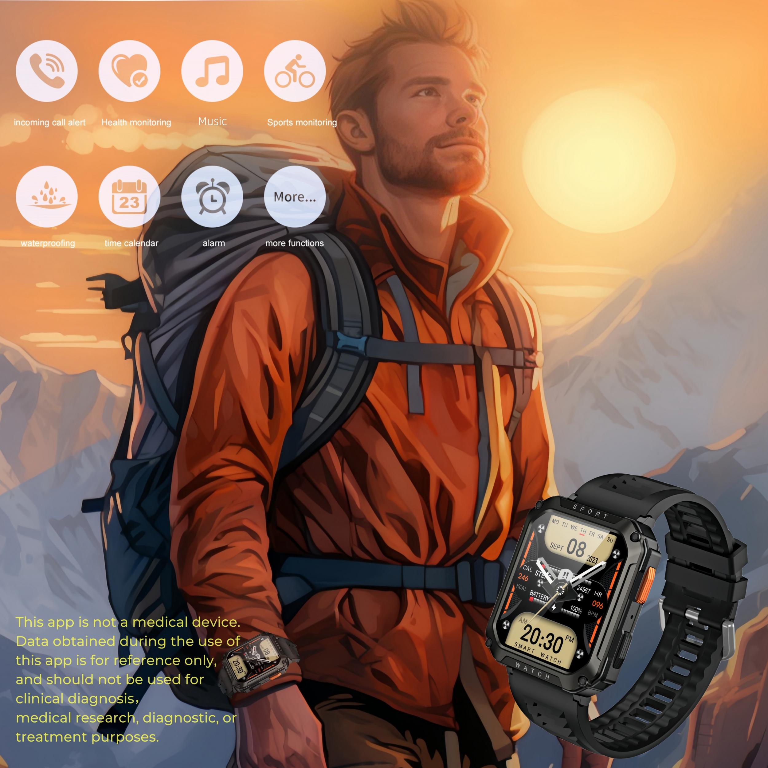 Outdoor Sports Smartwatch, Make Call, Waterproof, Activity Tracking