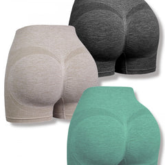 3pcs Women's Seamless Hip Lifting Yoga Sports Shorts Tummy Control