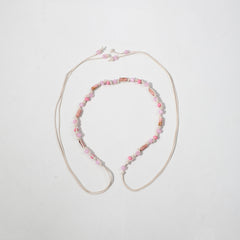 Beads Decor Sash Belt Rope Braided Bowknot Lace Up Belt