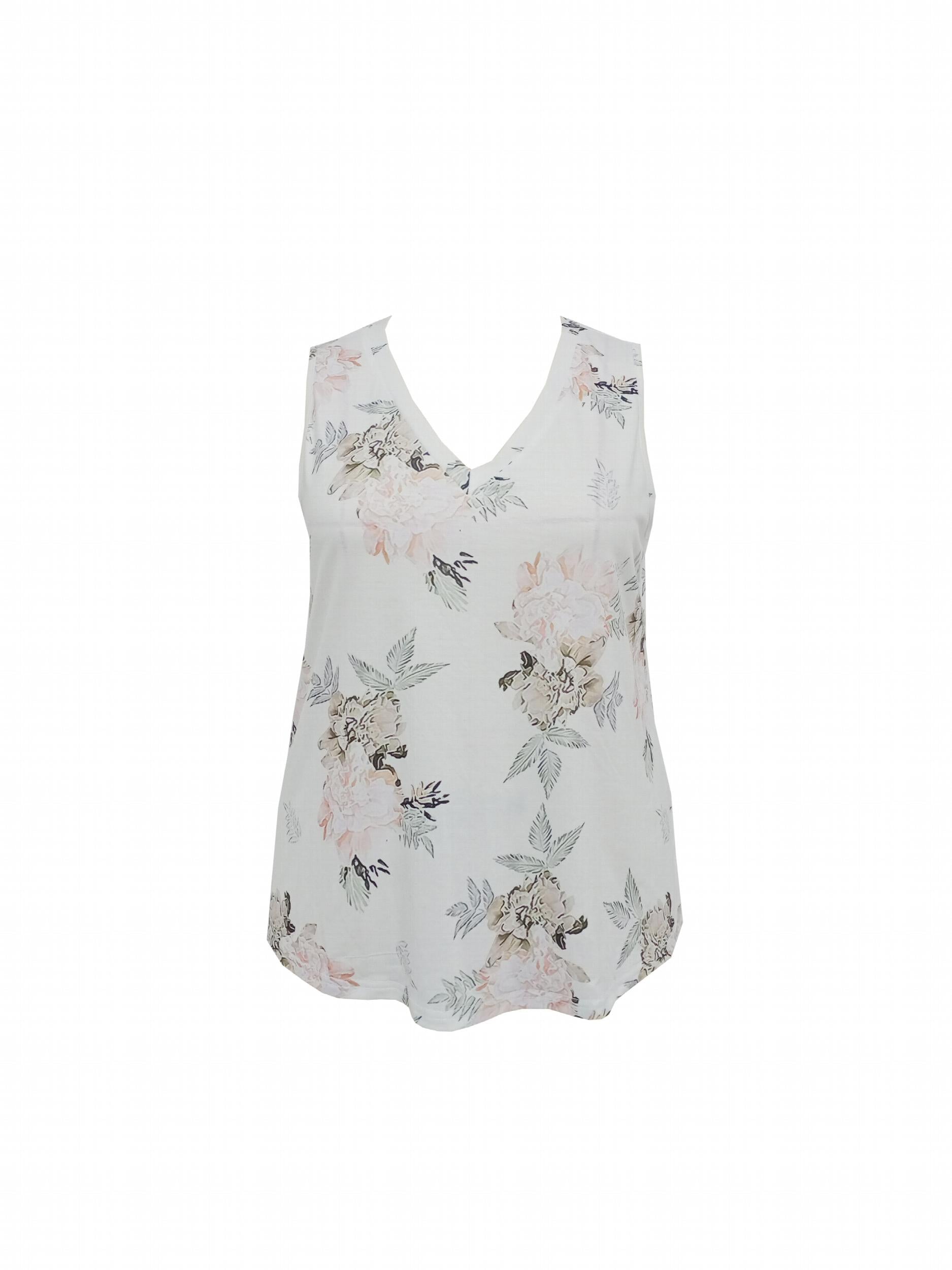  Floral V Neck Tank Top