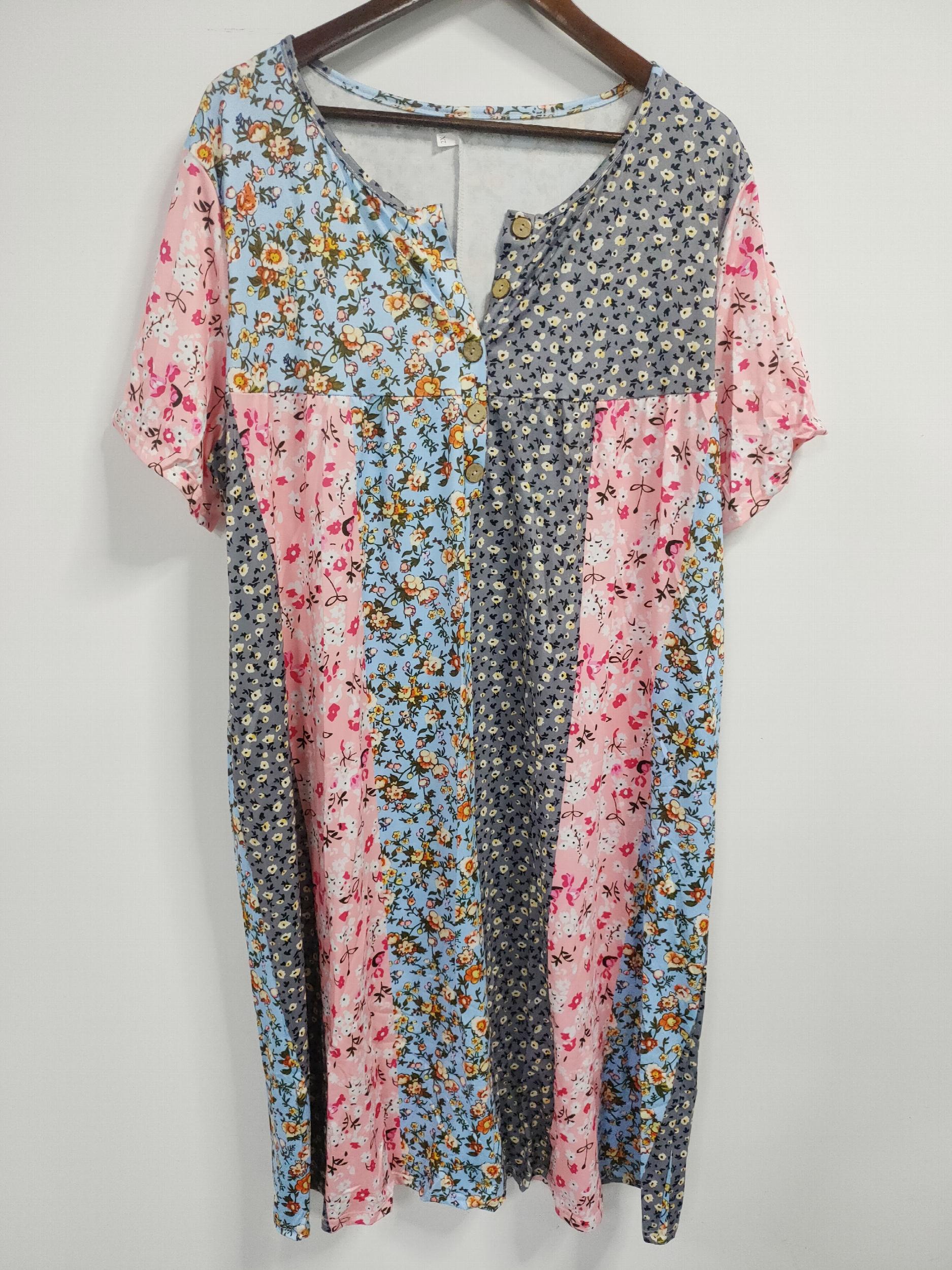 Floral Print V Neck Maxi Dress