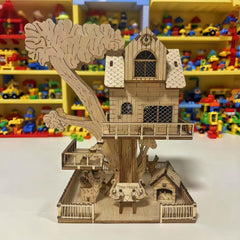 3D Wooden Treehouse Puzzle Toy, Halloween Christmas Creative Building Blocks