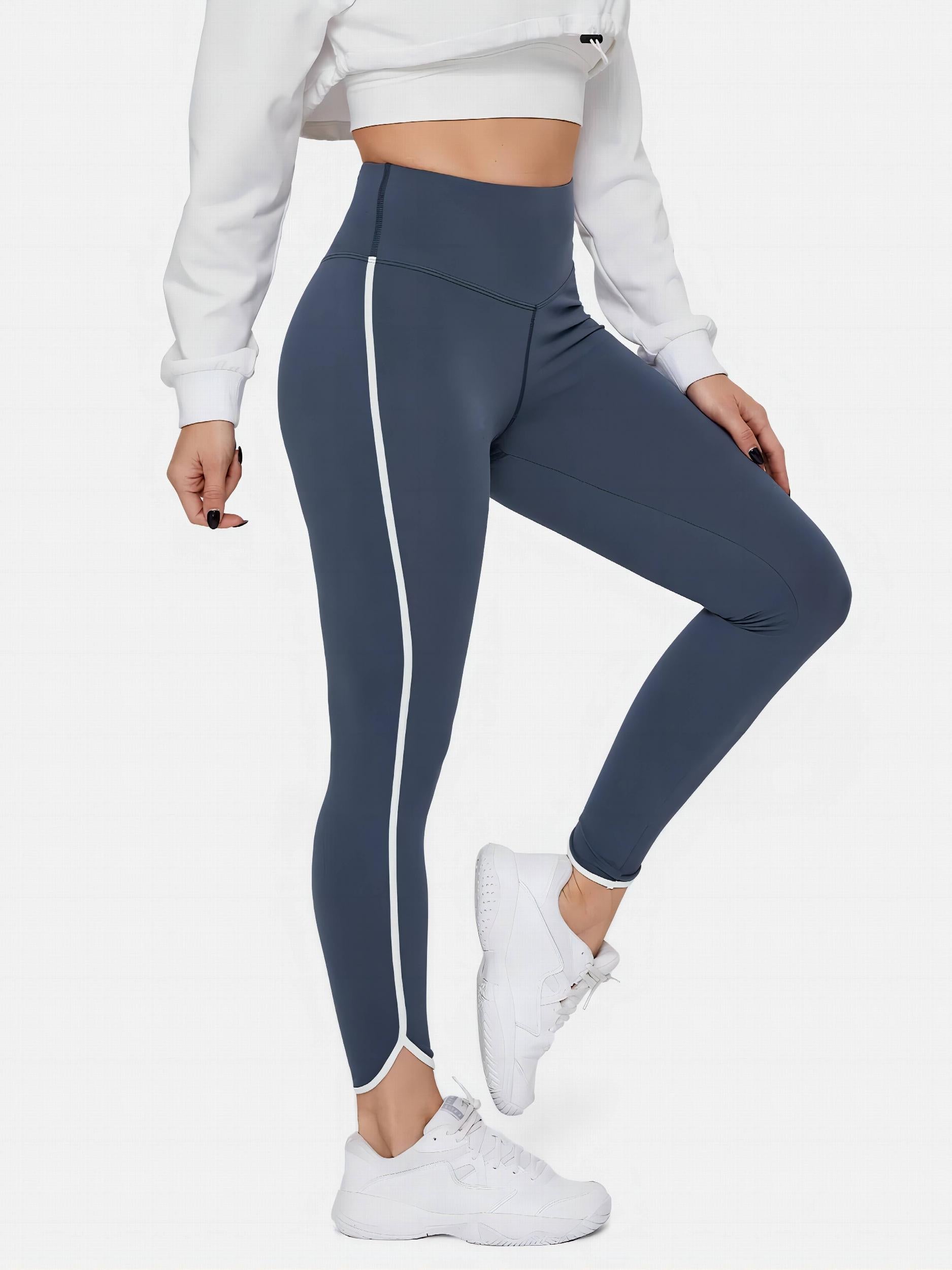  Sports Leggings Women's Plus Contrast Trim Pipping High Rise