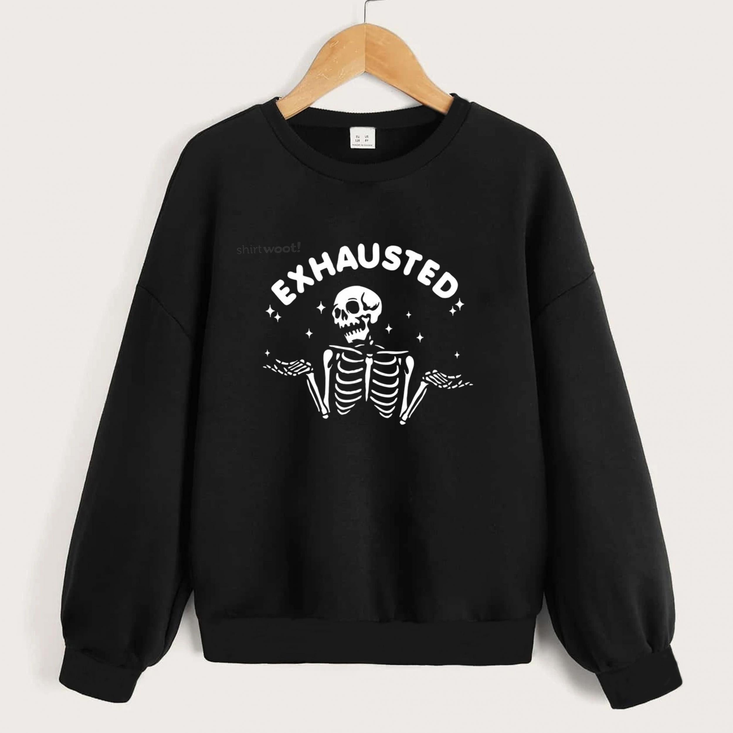 Fun Exhausted Skeleton Graphics Pullovers For Girls