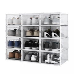 12pcs Foldable Shoes Storage Drawer Box Portable Stackable Shoes Shel