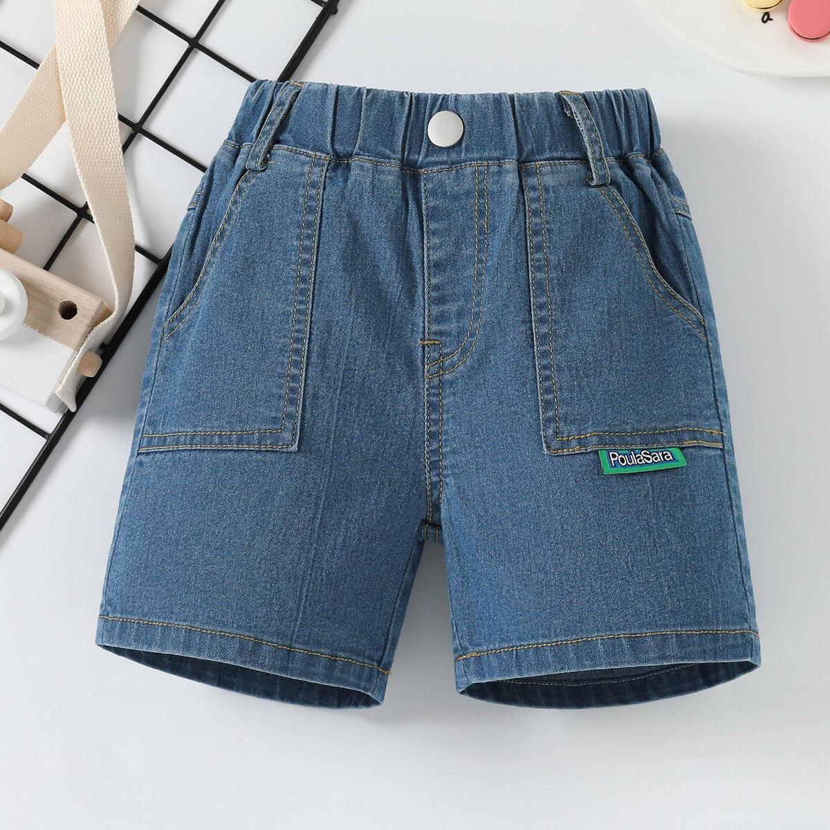 Boys Summer Denim Shorts Elastic Waist Casual Stretch