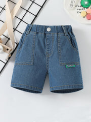 Boys Summer Denim Shorts Elastic Waist Casual Stretch