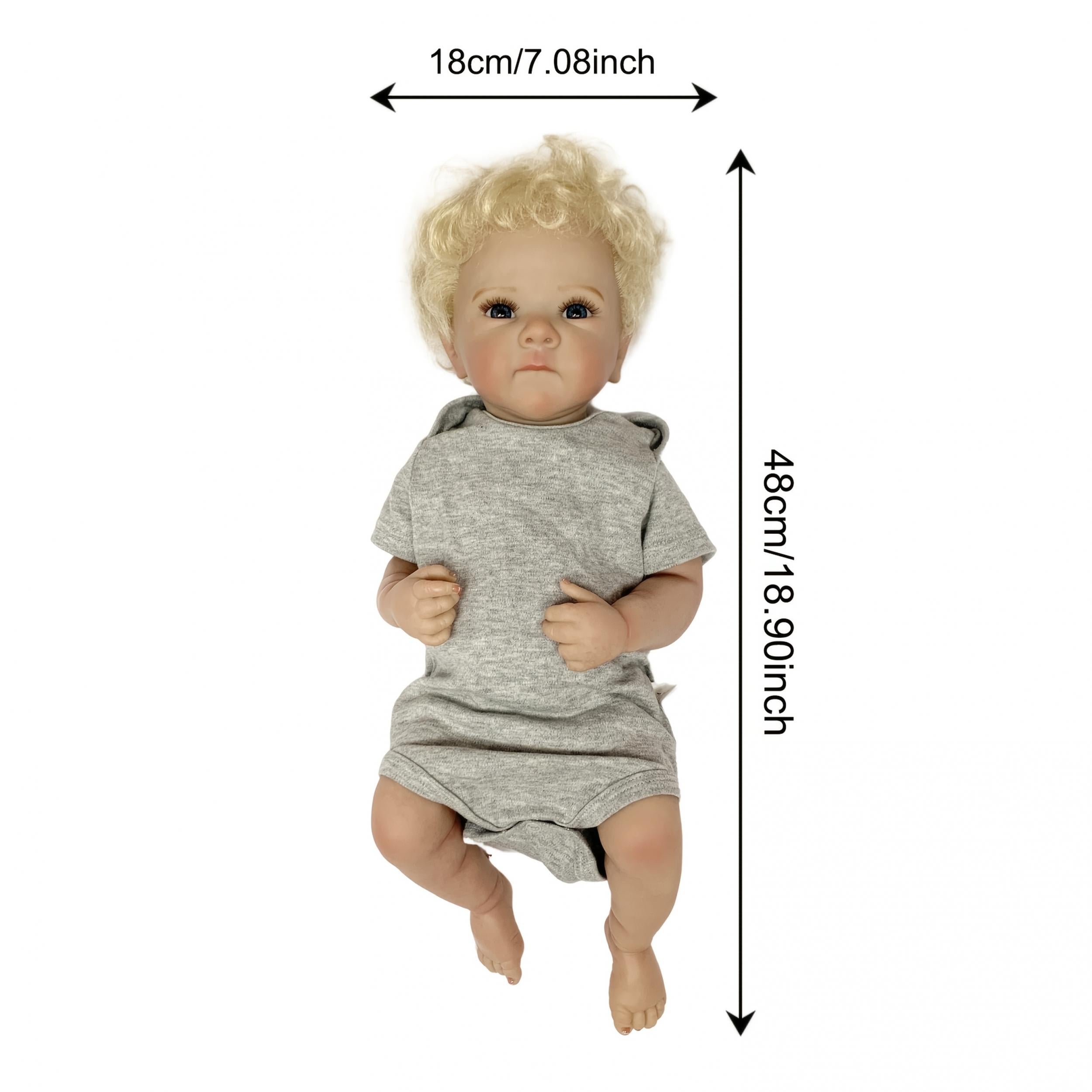 18" Adorable Boy Doll Full Body Vinyl Blonde Hair Realistic Reborn Doll