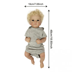 18" Adorable Boy Doll Full Body Vinyl Blonde Hair Realistic Reborn Doll