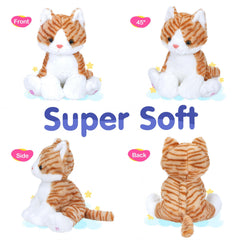 Music Stripe Cat Plush Toy Soft 12in