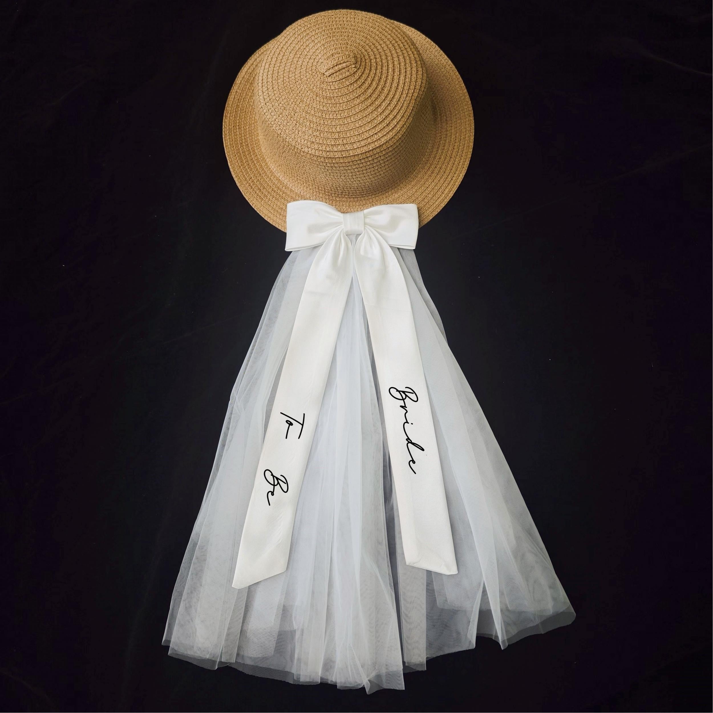 Bridal Veil Headpiece with Large Bow & Bride to Be Ribbon