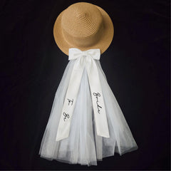 Bridal Veil Headpiece with Large Bow & Bride to Be Ribbon