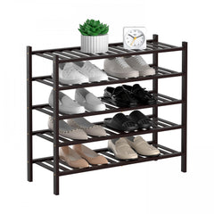 5 Tier Bamboo Shoe Rack Stackable Storage Shelf for Entryway Bedroom Bathroom