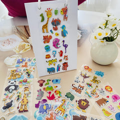 8 Zoo Animal Stickers Lion Deer Owl Monkey Leopard Scrapbooking Decals
