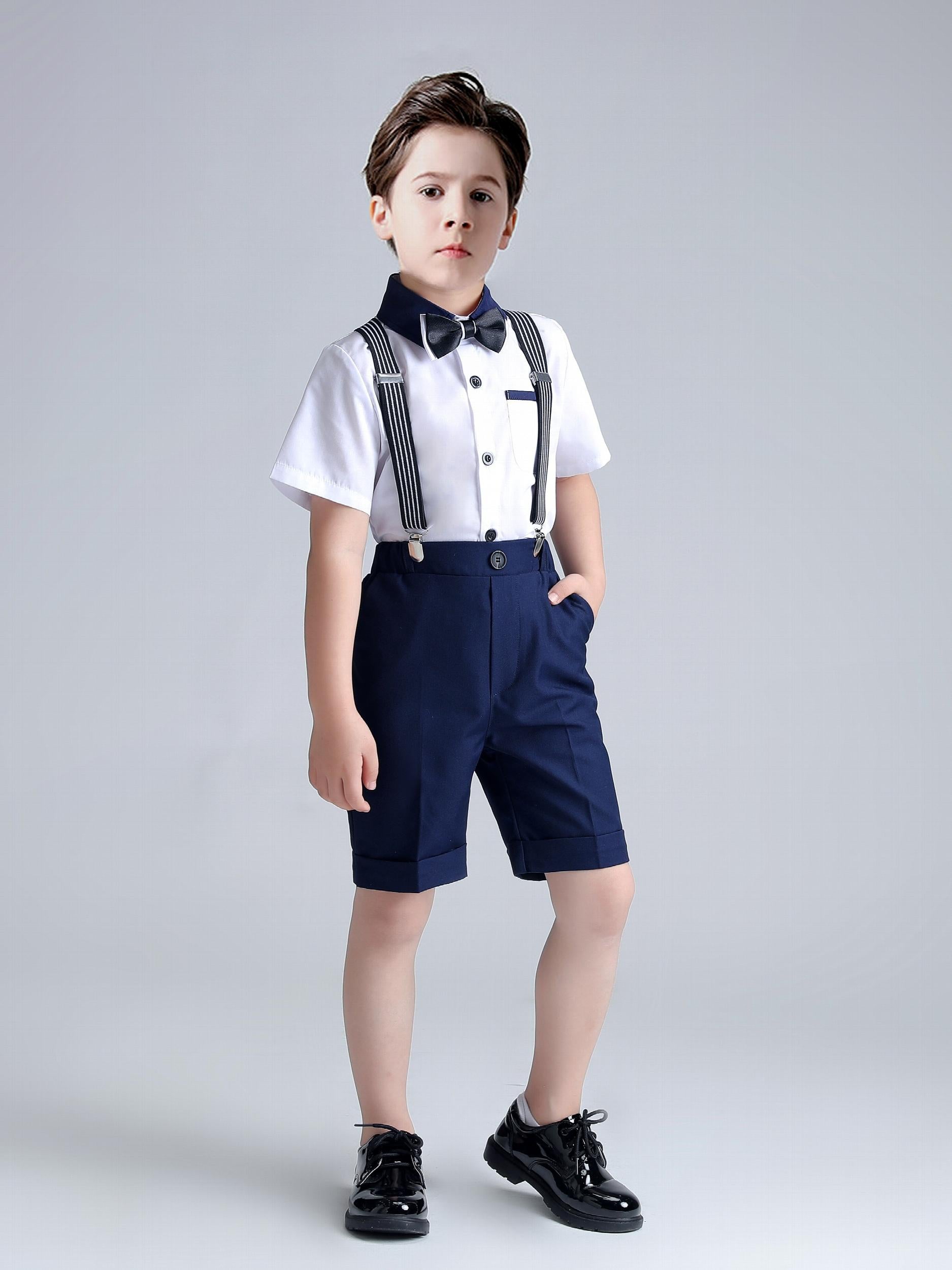 Summer Boy's Gentleman Style Suit Set with Bow Tie