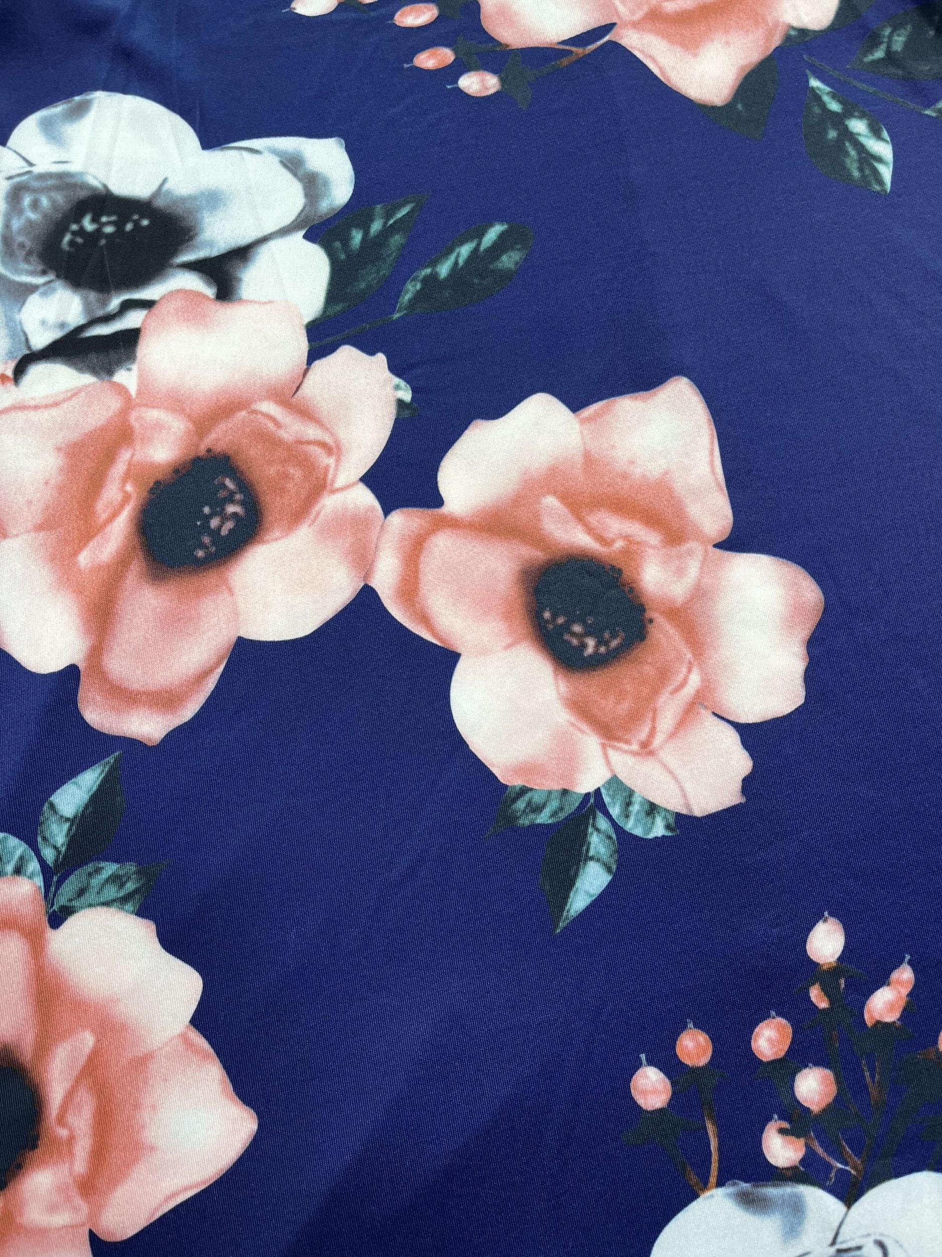 Floral Print Short Sleeve Stretch Dress