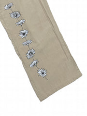  Floral Print Button Decor Elastic Pants
