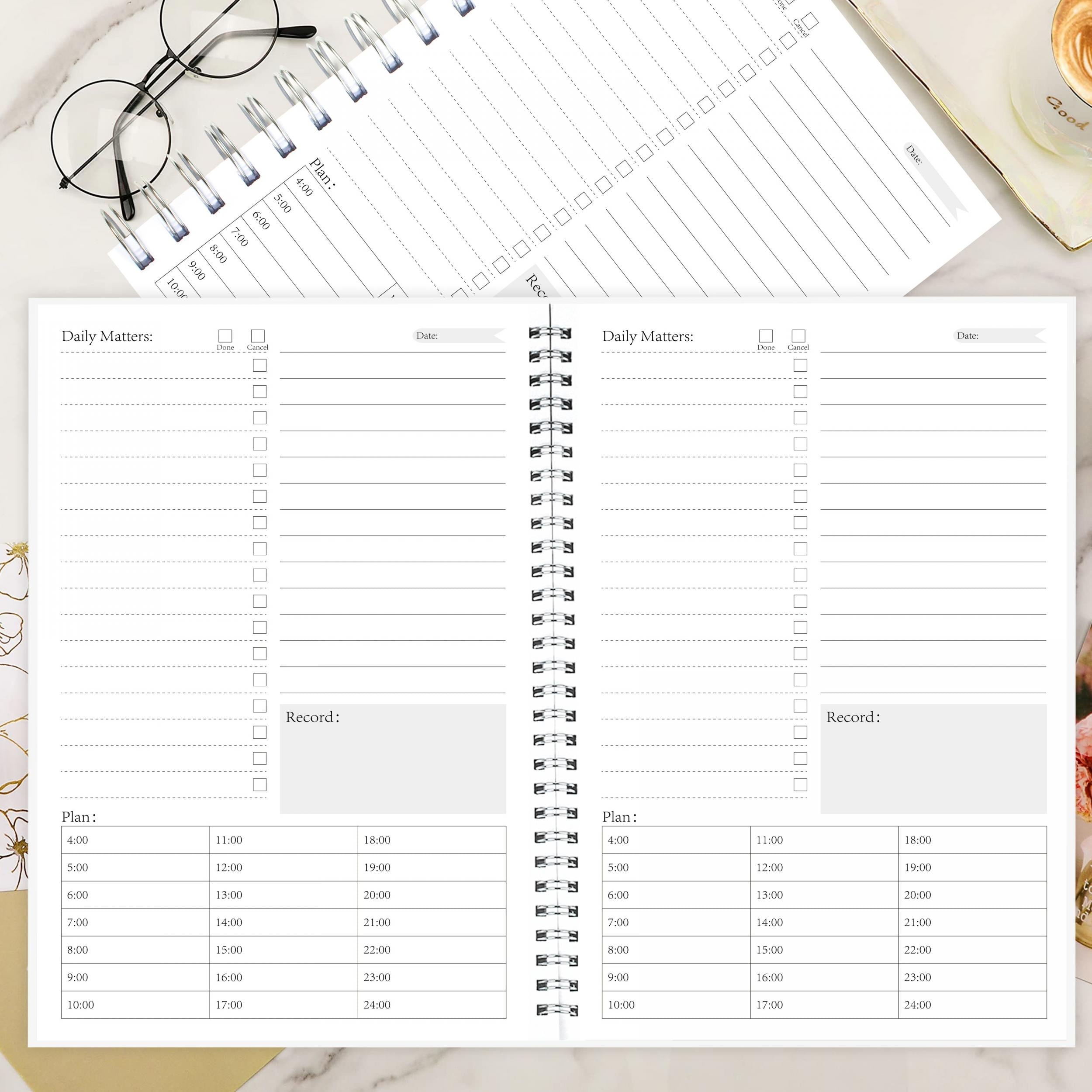 Daily Planner Undated Hourly Schedule To Do List Notes Meals