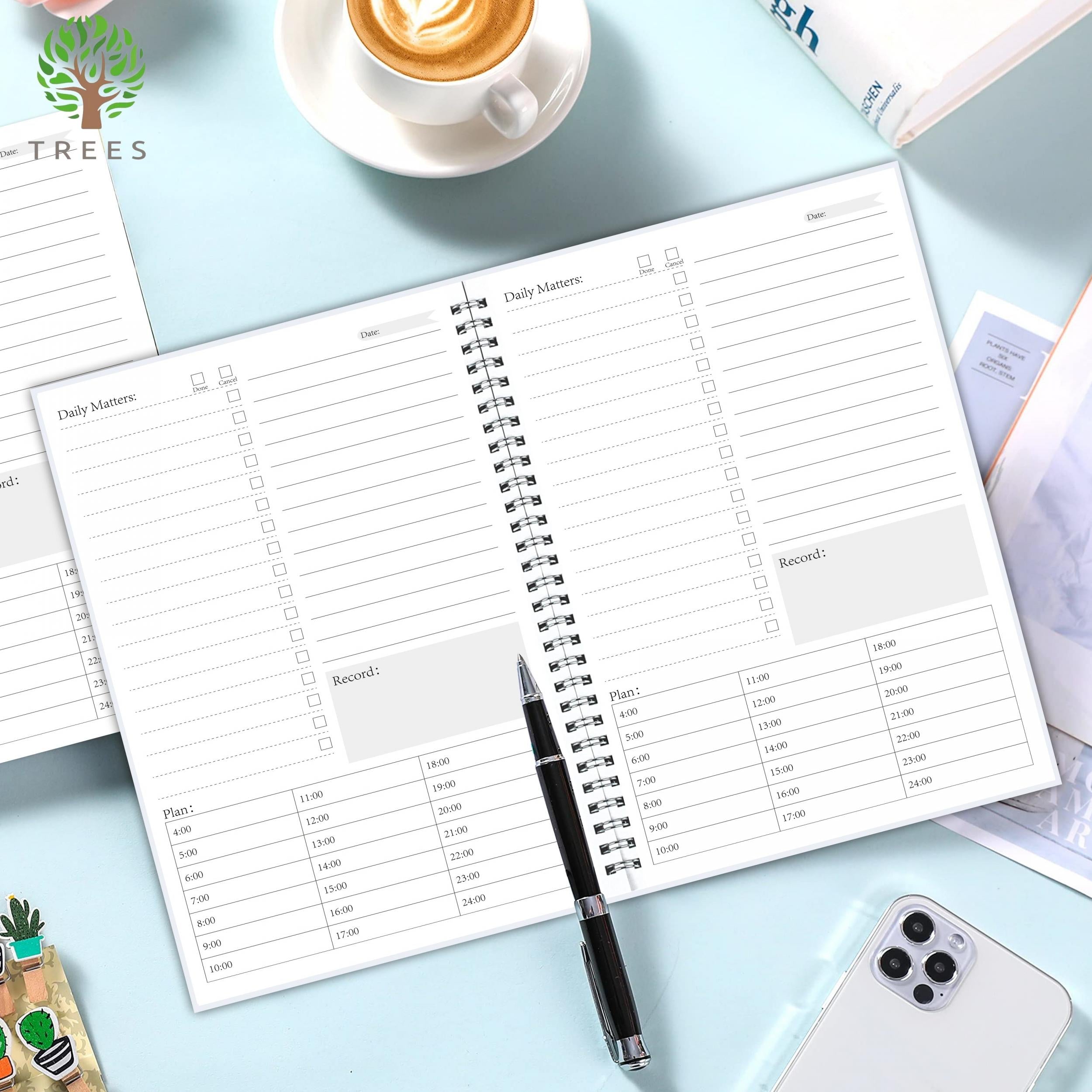 Daily Planner Undated Hourly Schedule To Do List Notes Meals