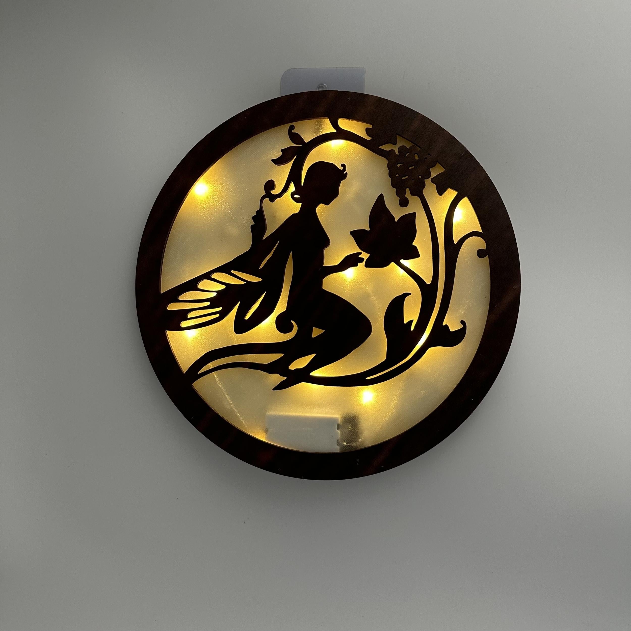 Kids Room Wall Clock LED Retro Wooden Sign Hanging Light Decoration
