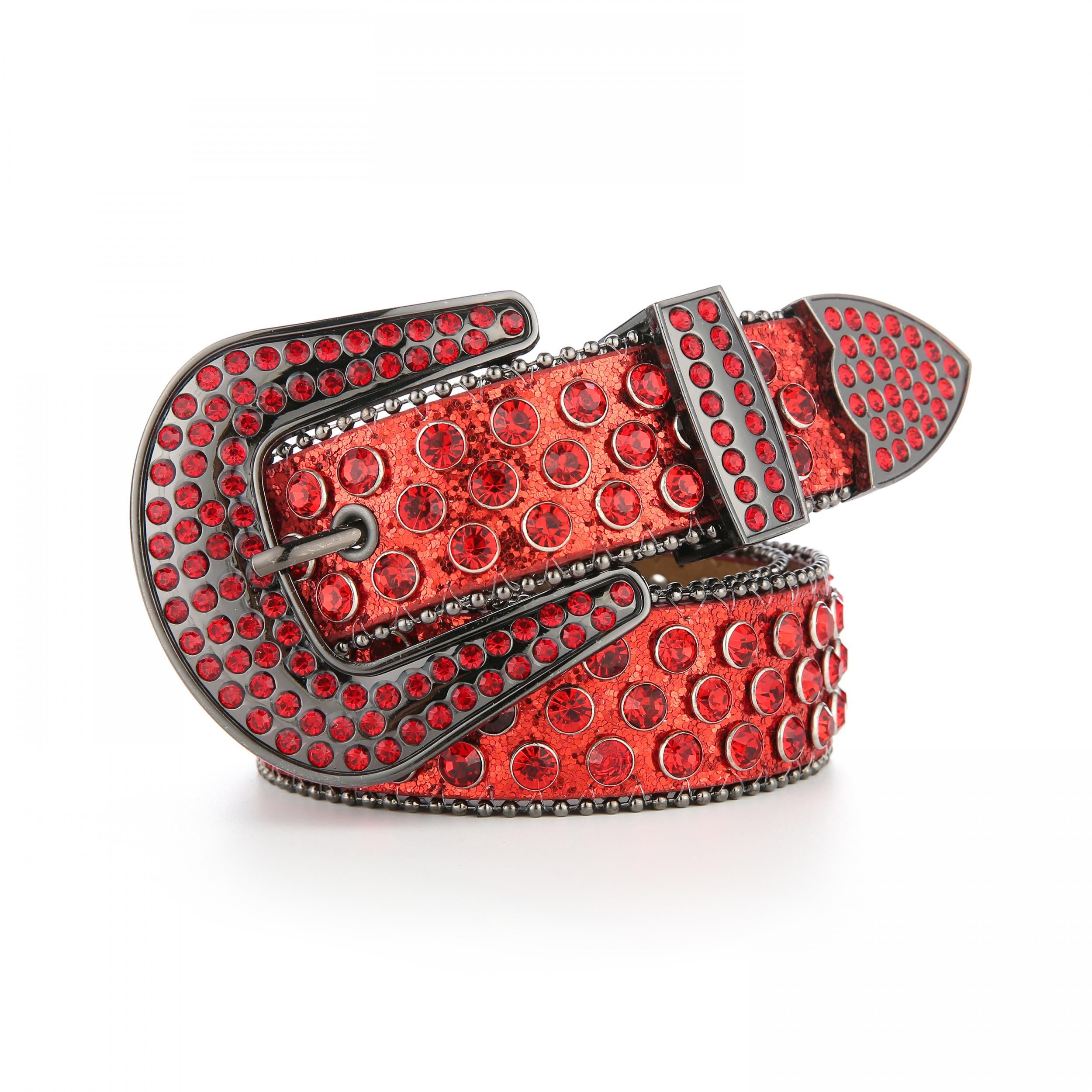 Y2K Rhinestone Glitter Belt Hip Hop Sparkly PU Leather Belt
