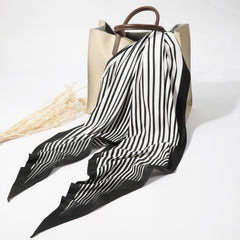 Stripe Print Rhombus Scarf Silk Shawl Women Head Wrap Satin Bandana