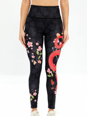 Snake and Flower Print Yoga Pants High Elastic Leggings