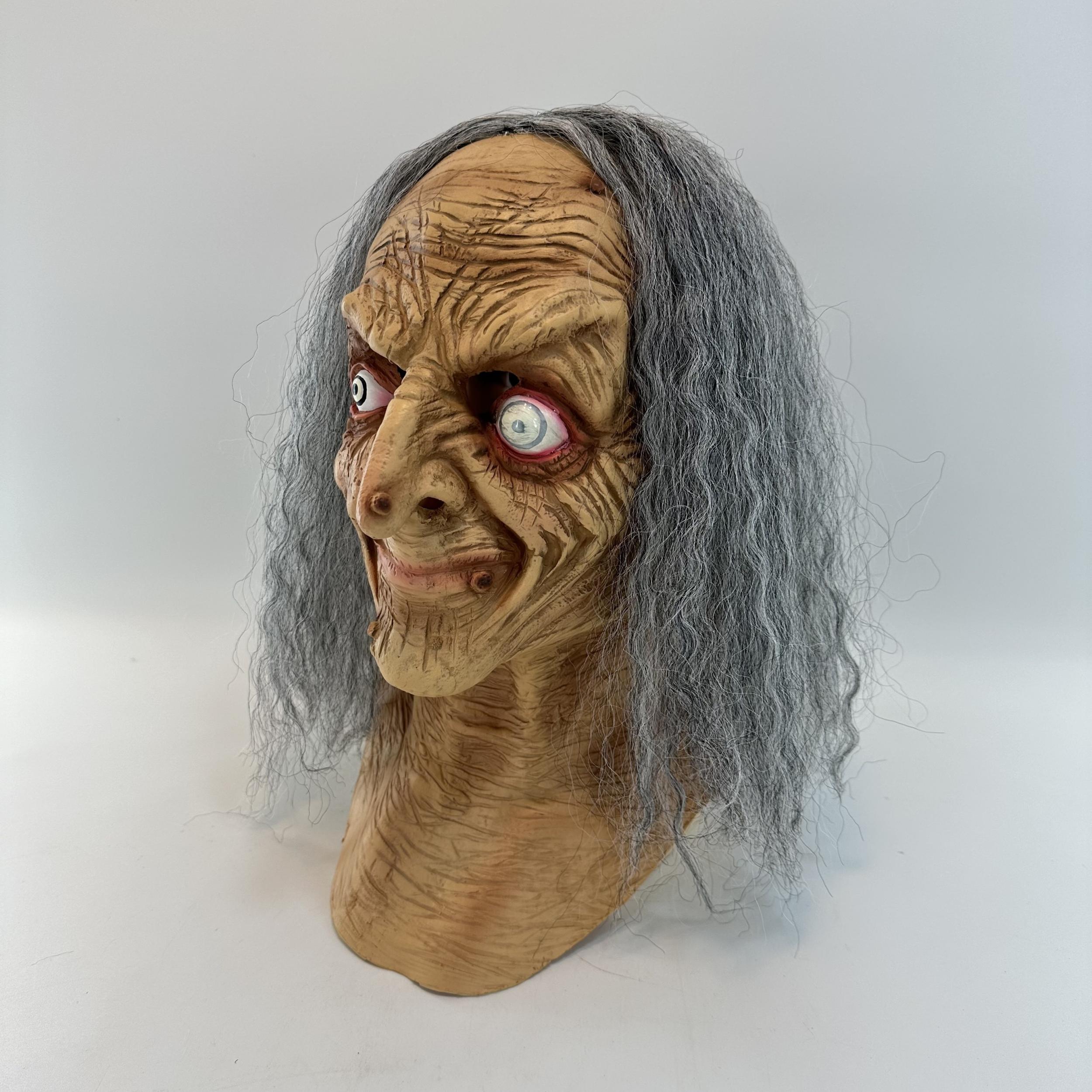 Spooky Witch & Zombie Latex Mask Long Hair for Halloween