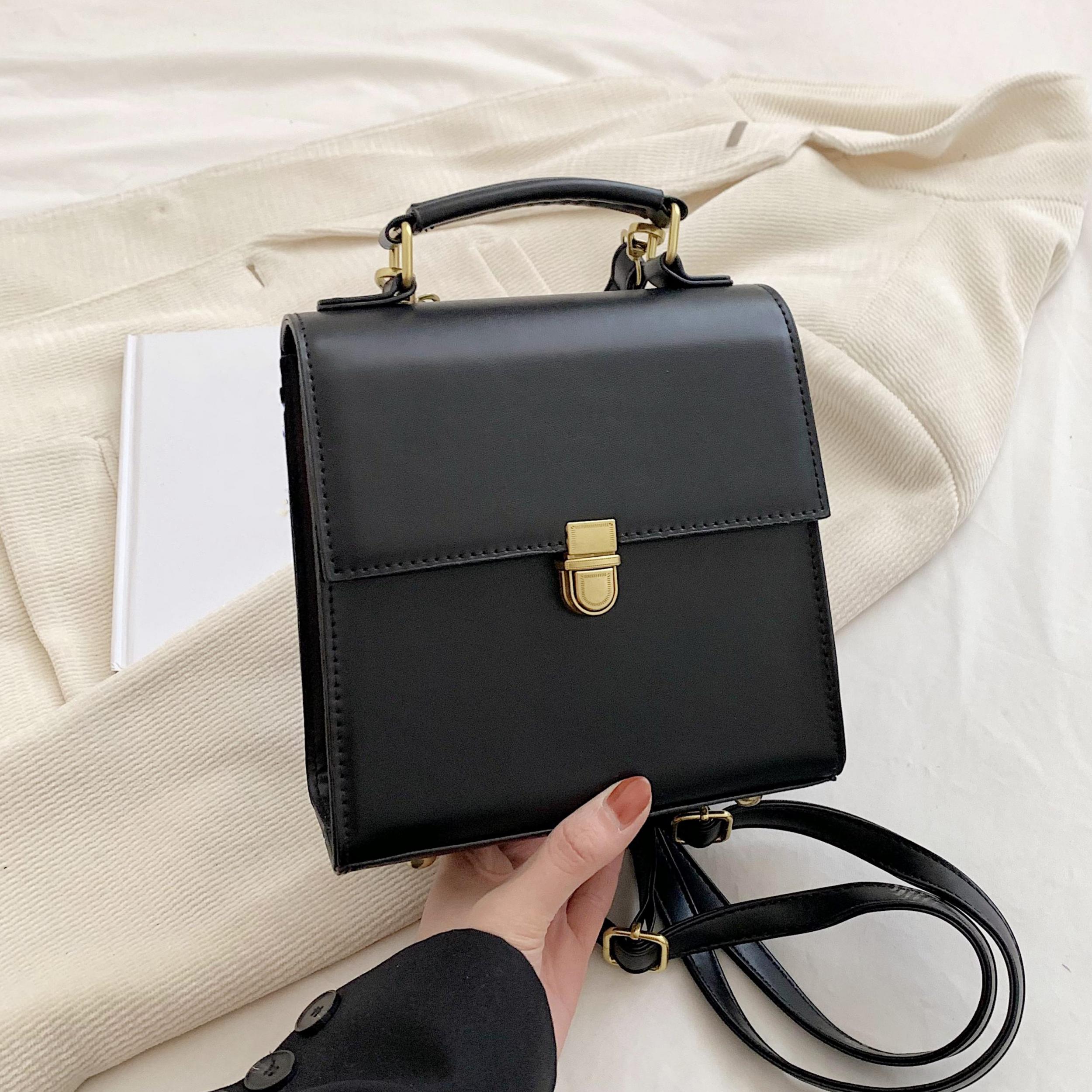 Mini Textured Handheld Backpack PU Leather Waterproof College Bag