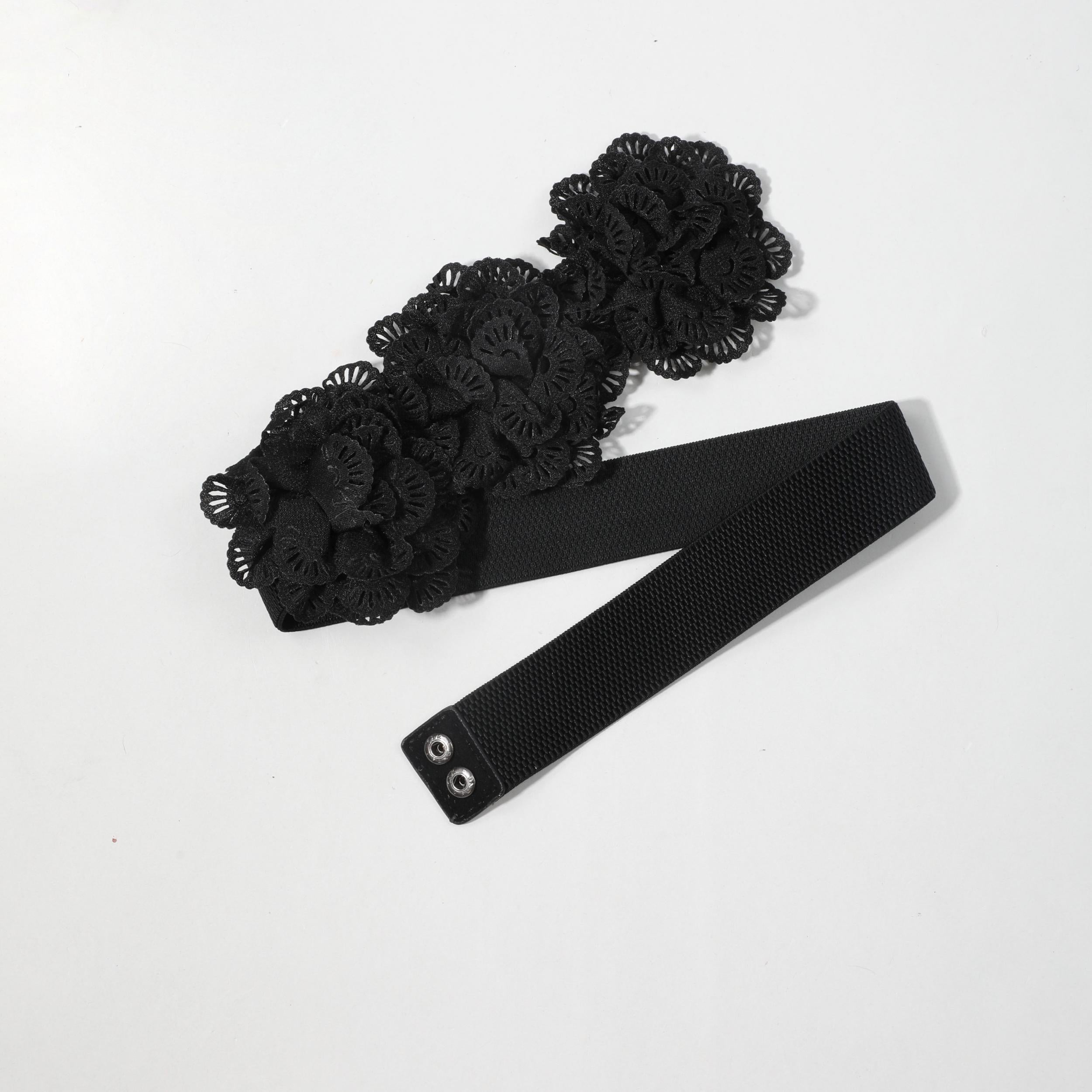 Lace Flower Wide Belt Vintage Elastic Waistband for Women