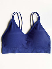 4pcs Ribbed Wireless Bras Double Straps Everyday Bra Women's Lingerie