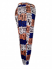  Casual Pants Women's Colorblock Geometric Print Crop Trousers