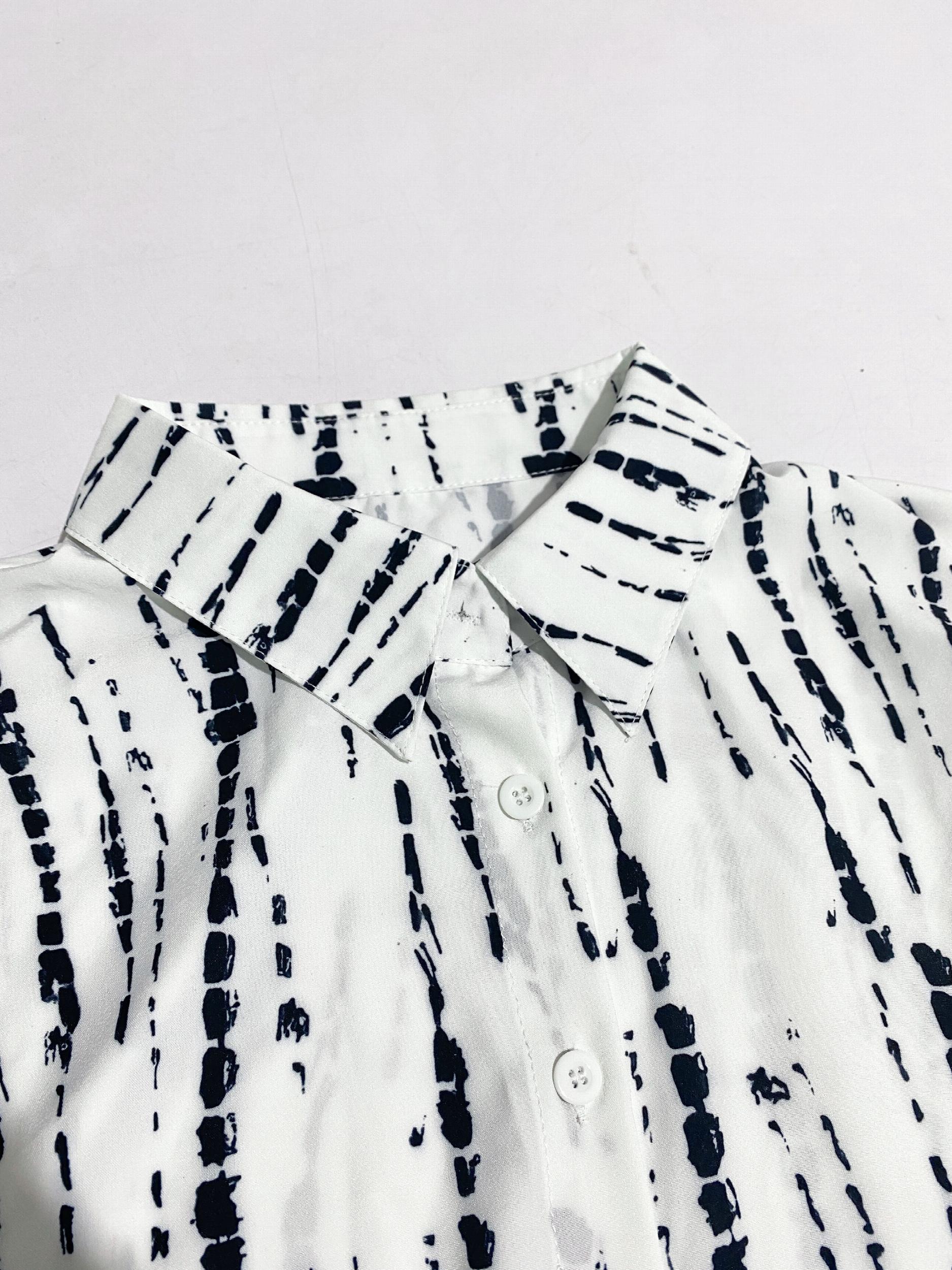  Tie Dye Stripe Print Long Sleeve Blouse