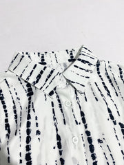 Tie Dye Stripe Print Long Sleeve Blouse
