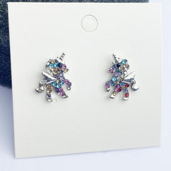 Rhinestone Unicorn Stud Earrings for Girls